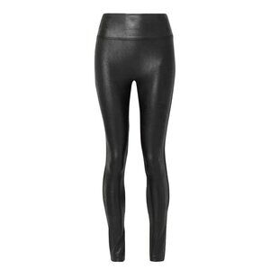 Spanx Leggings Size Small Shine Faux Slick Leather Stretch Power Waistband 21750
